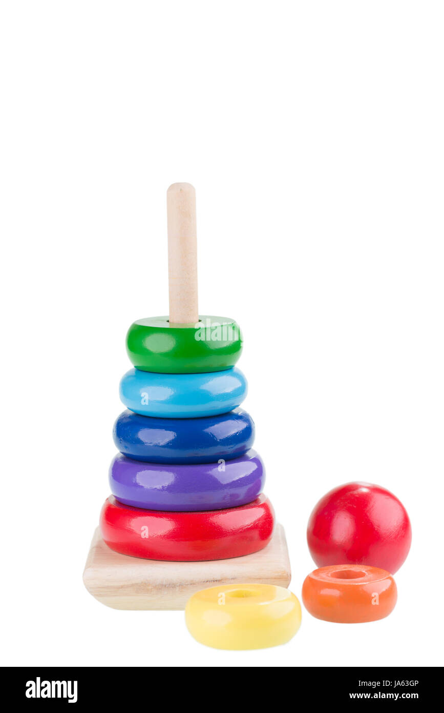 tower, isolated, toy, pyramid, rings, learning, white, close, blue