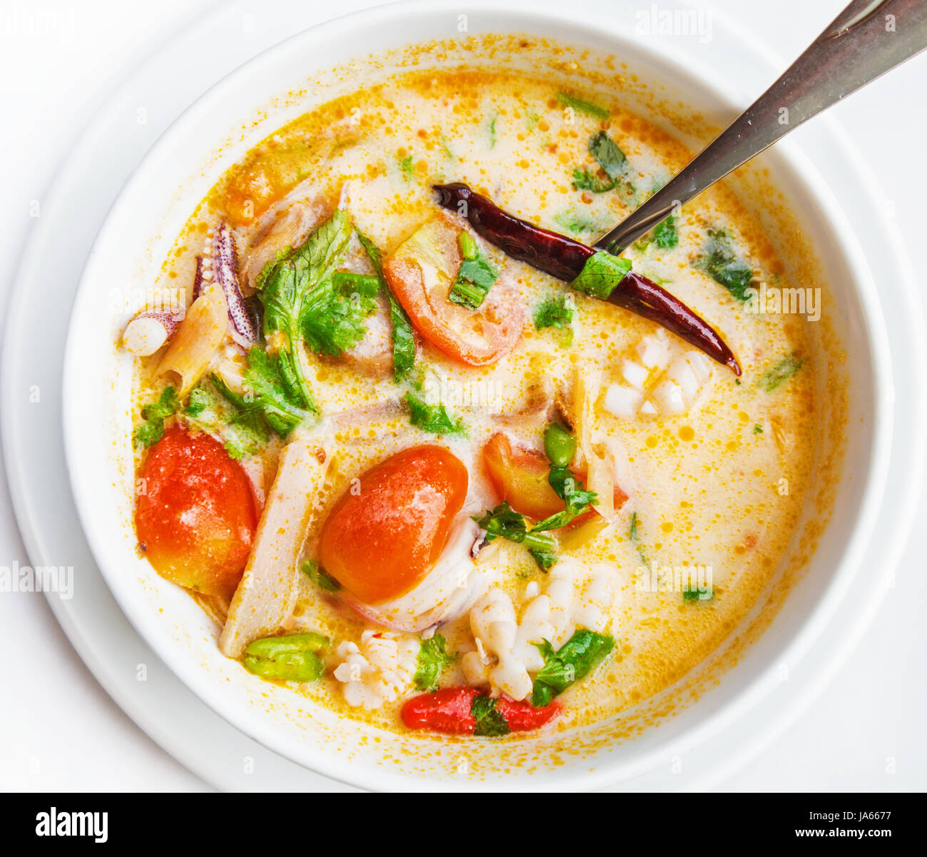Tom yam kung or Tom yum, Tom yam is a spicy clear soup typical in