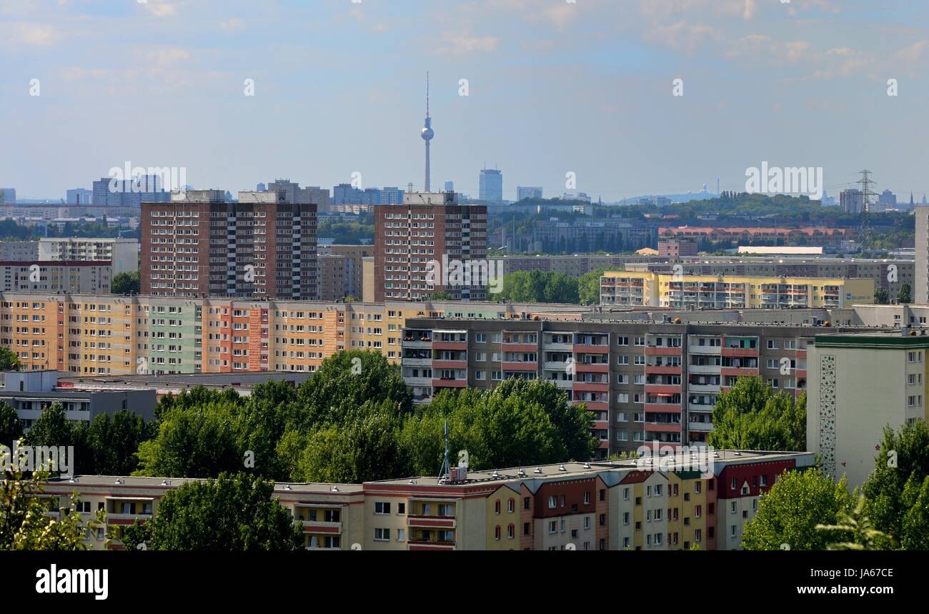 view from ahrensfelder berg in berlin towards the west to the teufelsberg Stock Photo