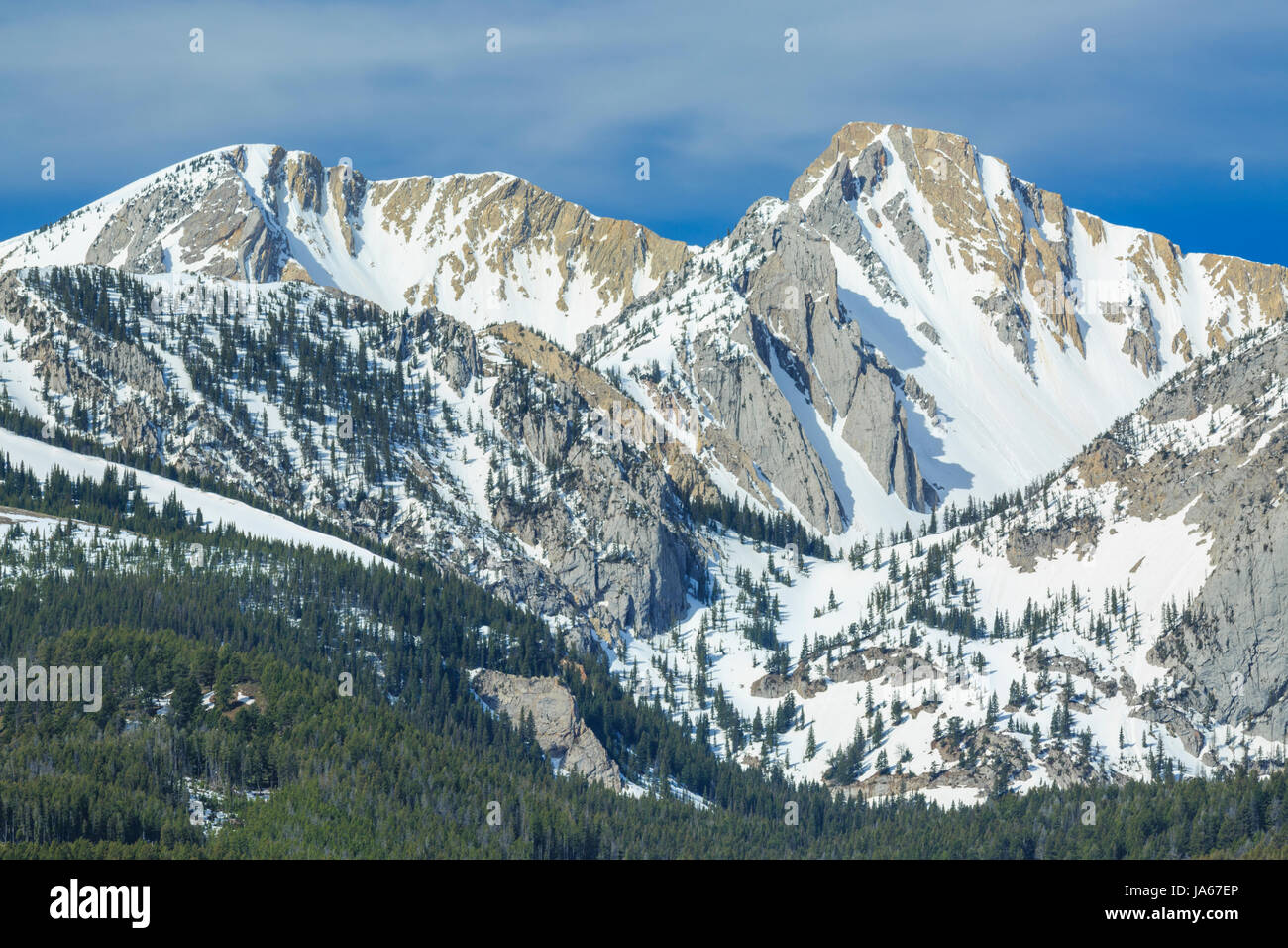 peaks in the bridger range near bozeman, montana Stock Photo 143967118