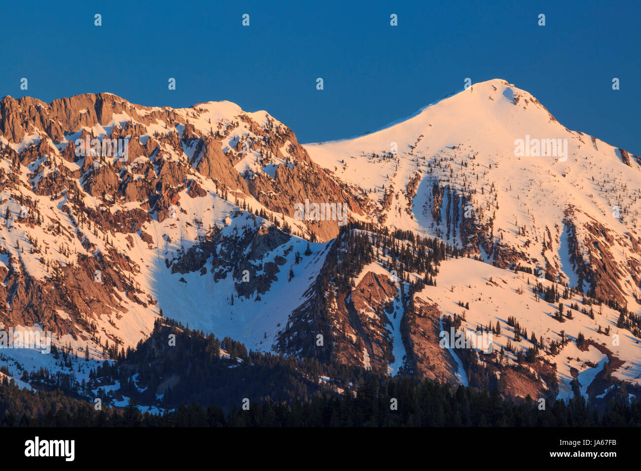 morning light on sacagawea peak in the bridger range near bozeman