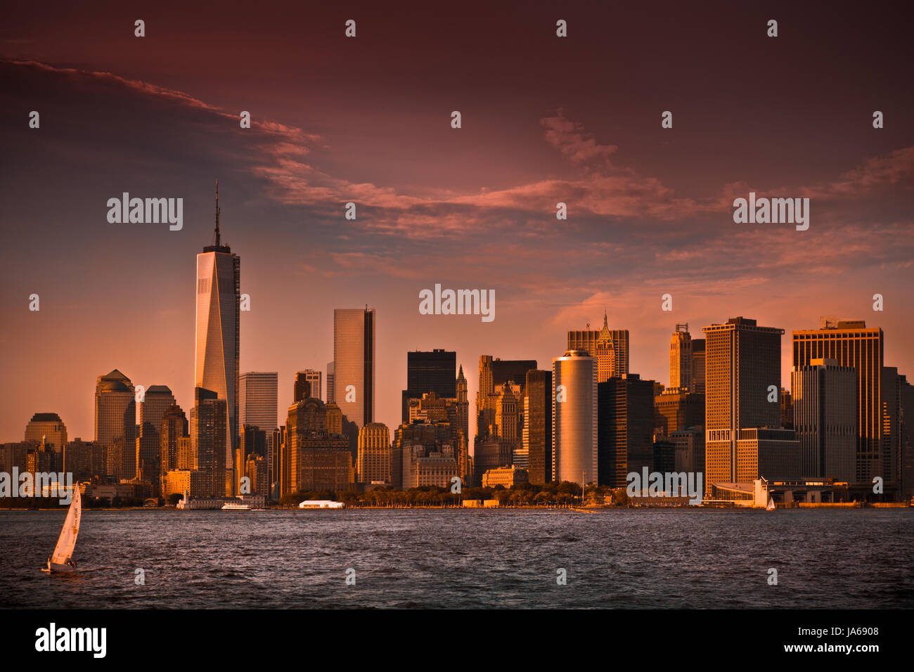 metro, blue, buildings, city, town, metropolis, sunset, usa, purple, growth, Stock Photo