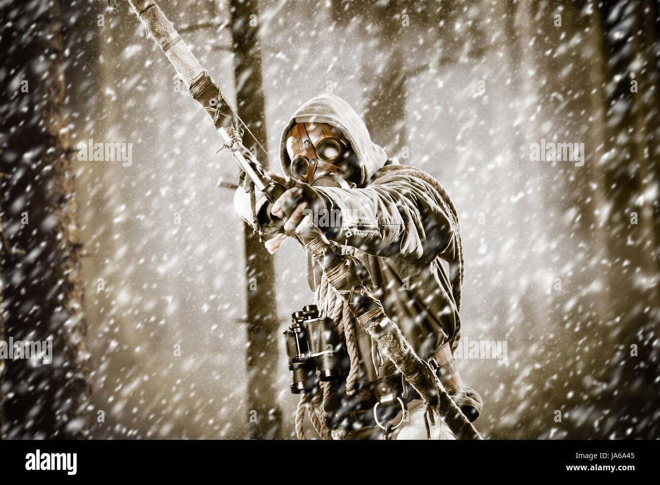 Man wearing gas mask forest hi-res stock photography and images - Alamy