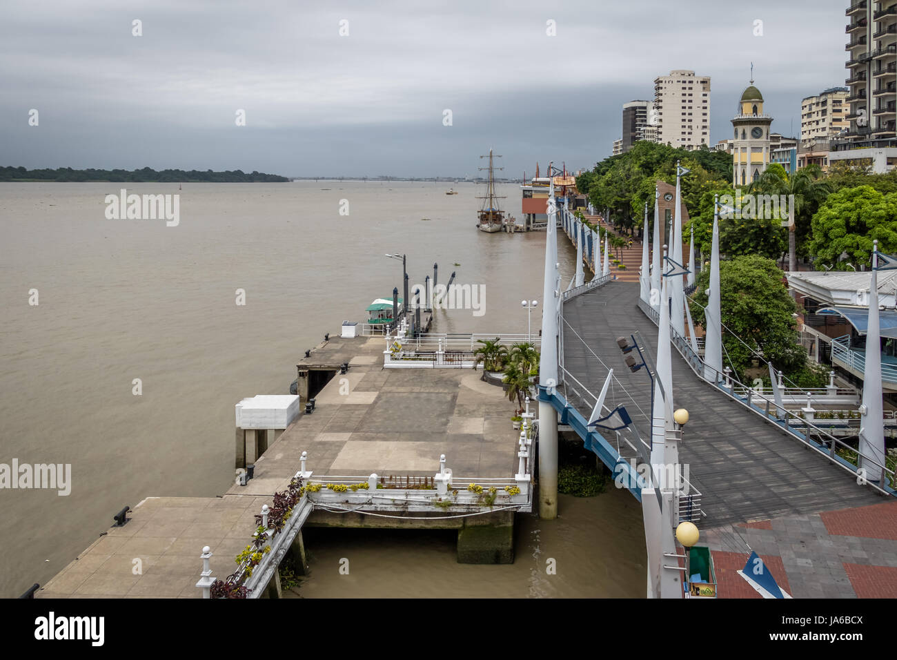 View of Malecon 2000 waterfront promenade - Guayaquil, Ecuador Stock Photo