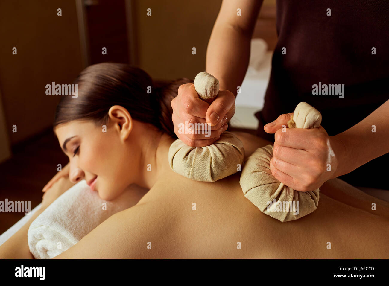 Close-up of a girl massage in  spa salon Stock Photo