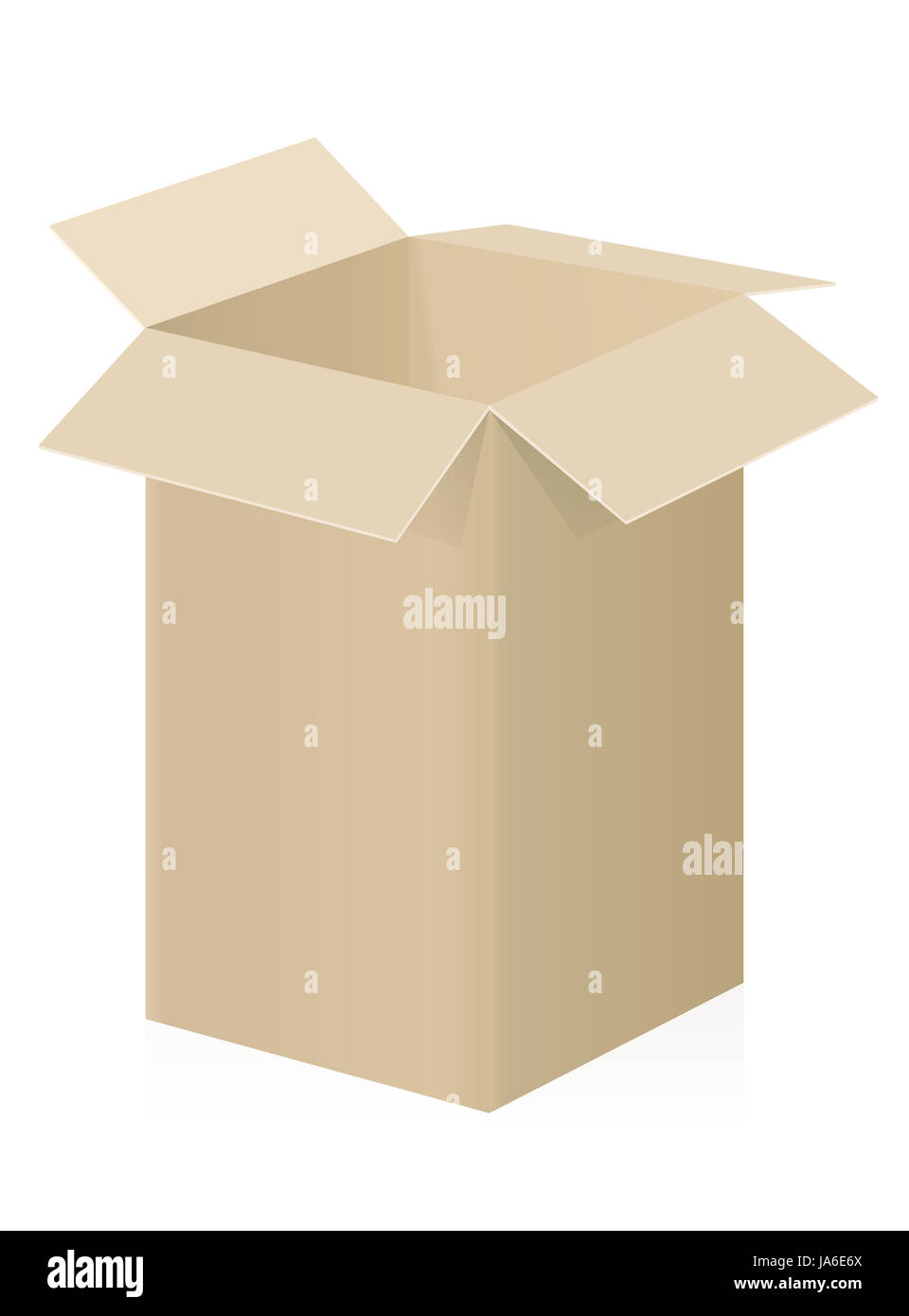 Big box - upright parcel or container with open top for mail, deliver or shipping- three-dimensional illustration on white background. Stock Photo