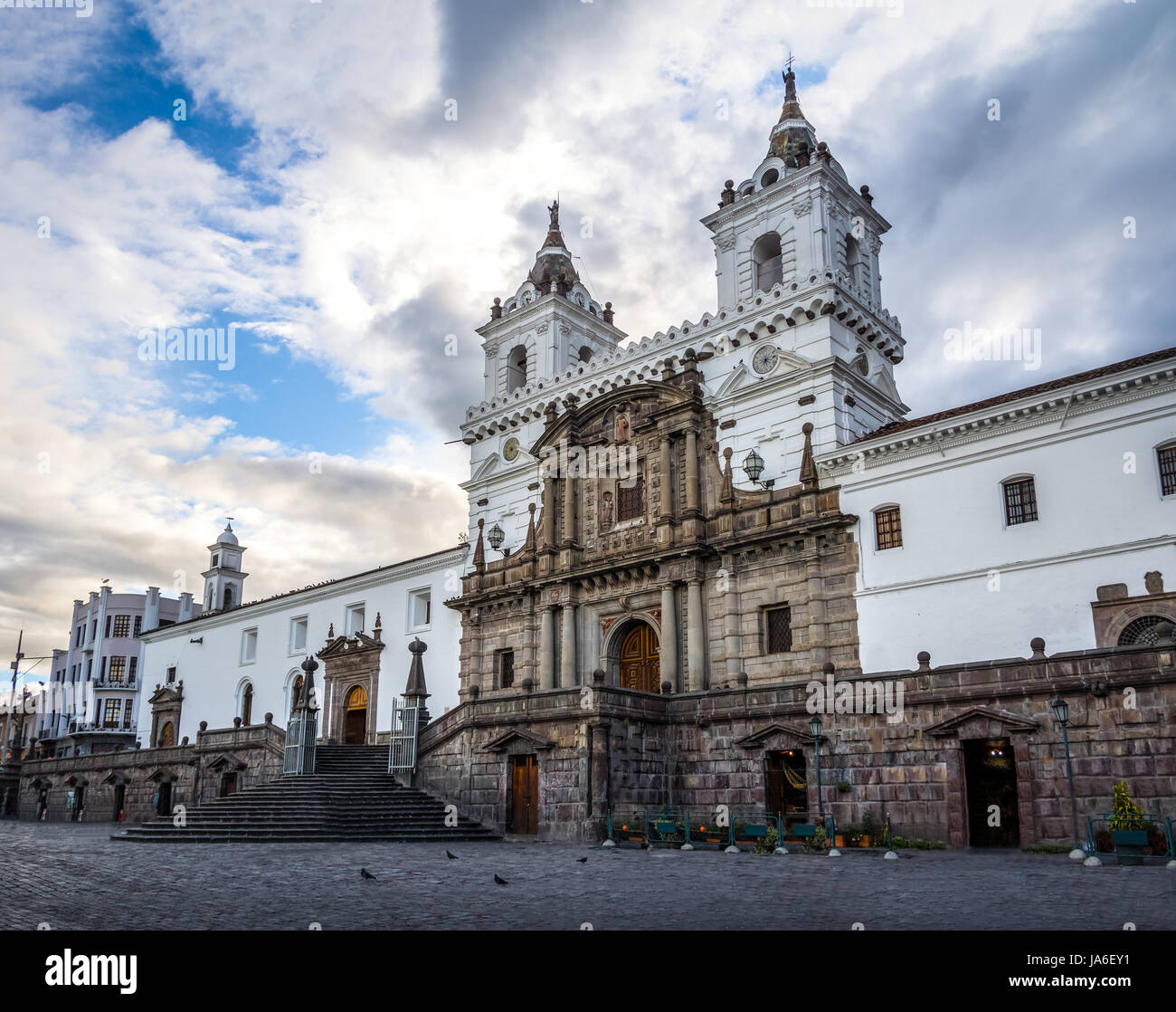 Plaza de San Francisco and St Francis Church Quito, Ecuador Stock