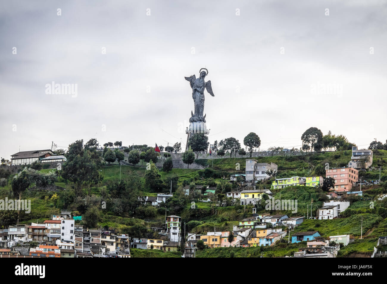 Monument to the Virgin Mary on the top of El Panecillo Hill - Quito, Ecuador Stock Photo