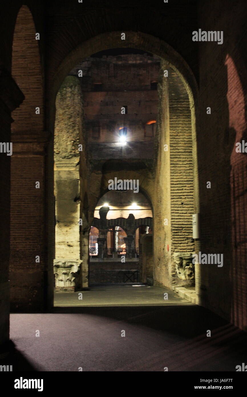Italy Illuminated Colosseum at night Stock Photo
