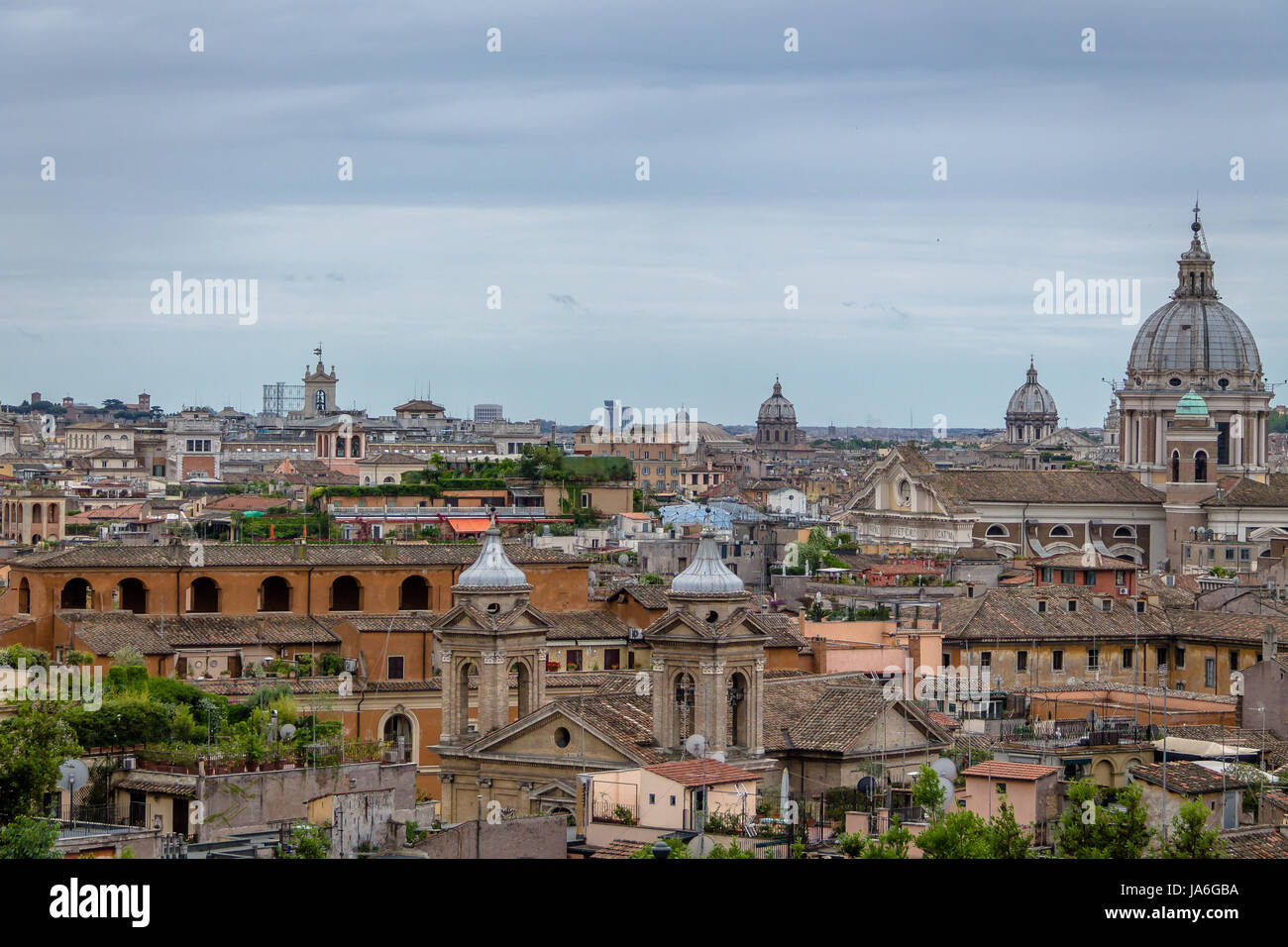 Rome aerial cityscape view from Pincio Hill - Rome, Italy Stock Photo