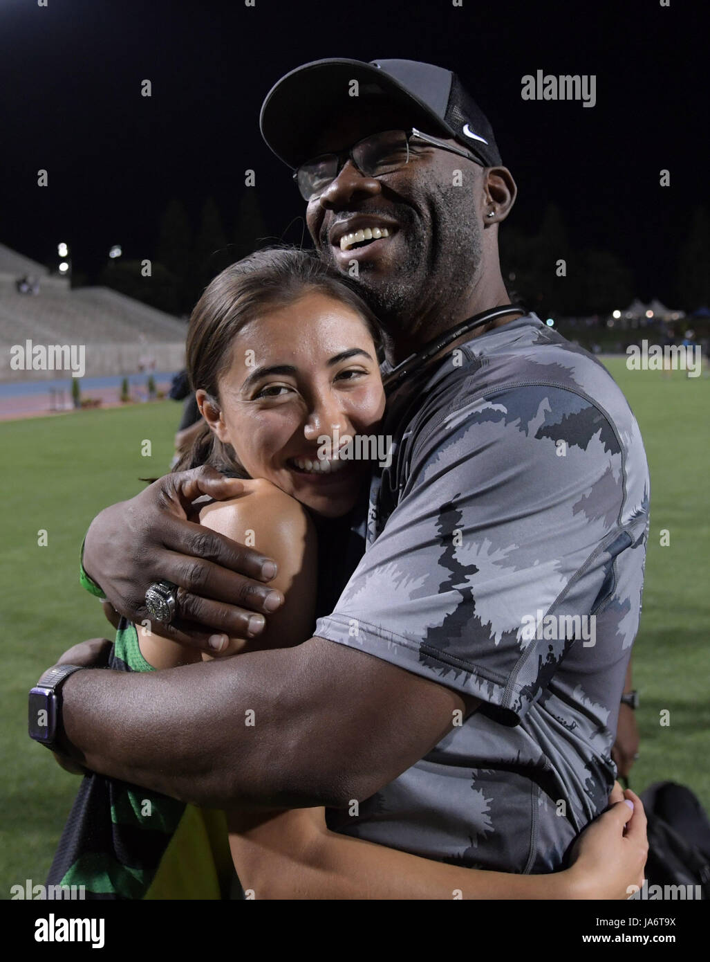 Long Beach Poly Jackrabbits assistant coach Keith Anderson (right ...