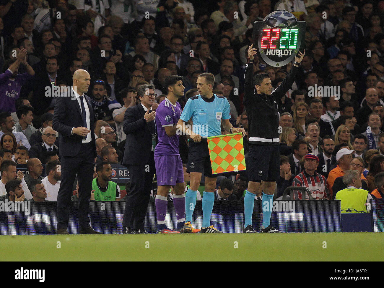 June 3rd 2017, Cardiff City Stadium, Wales; UEFA Champions League Final, Juventus FC versus Real  Madrid Coach ZinÃ©dine Zidane Stock Photo