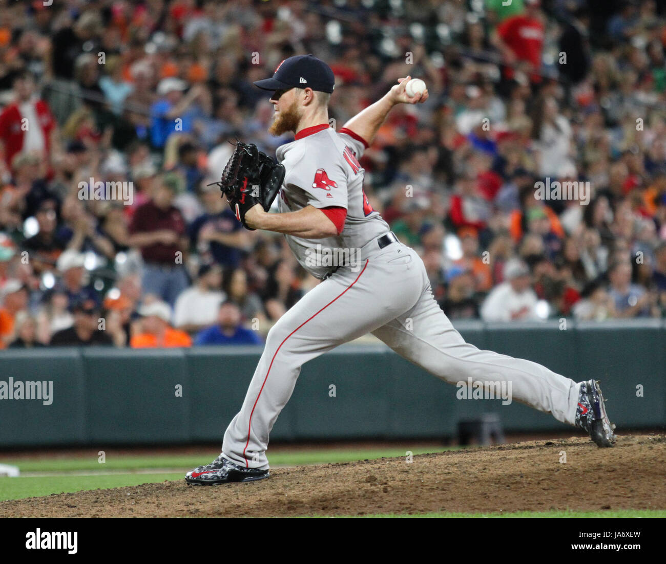 Mlb. 3rd June, 2017. Boston Red Sox relief pitcher Craig Kimbrel (46)  pitches during the Boston Red Sox vs Baltimore Orioles game at Orioles Park  in Camden Yards in Baltimore, MD. Boston