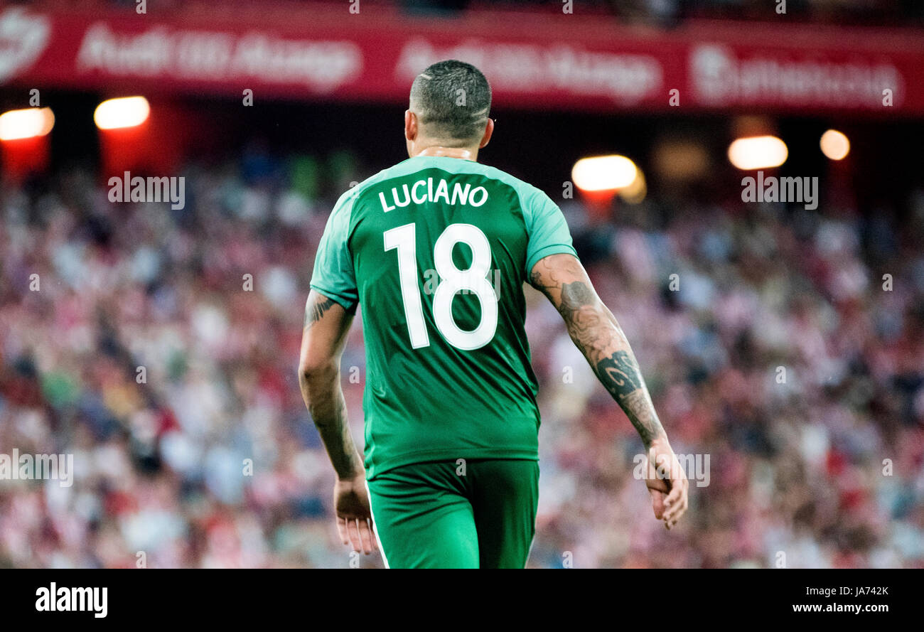 Bilbao, Spain. 24th Aug, 2017. Luciano da Rocha Neves (Forward, Panathinaikos FC) during the football match of 3rd leg of third qualifying round of 2017/2018 UEFA Europa League between Athletic Club and Panathinaikos FC at San Mames Stadium on August 24, 2017 in Bilbao, Spain. Credit: David Gato/Alamy Live News Stock Photo