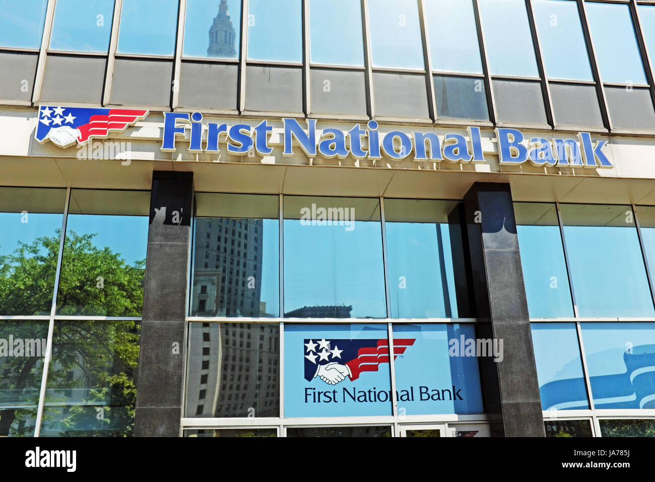 First National Bank on Public Square in downtown Cleveland, Ohio, USA. Stock Photo