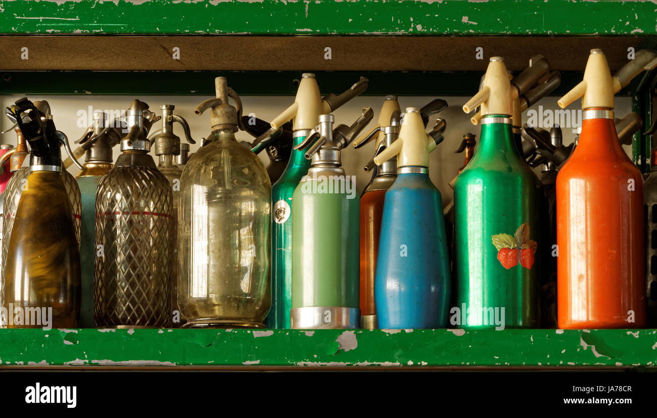 Photo of old household items, siphons Stock Photo