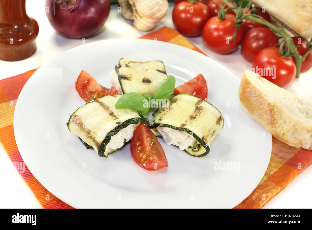 stuffed zucchini rolls Stock Photo