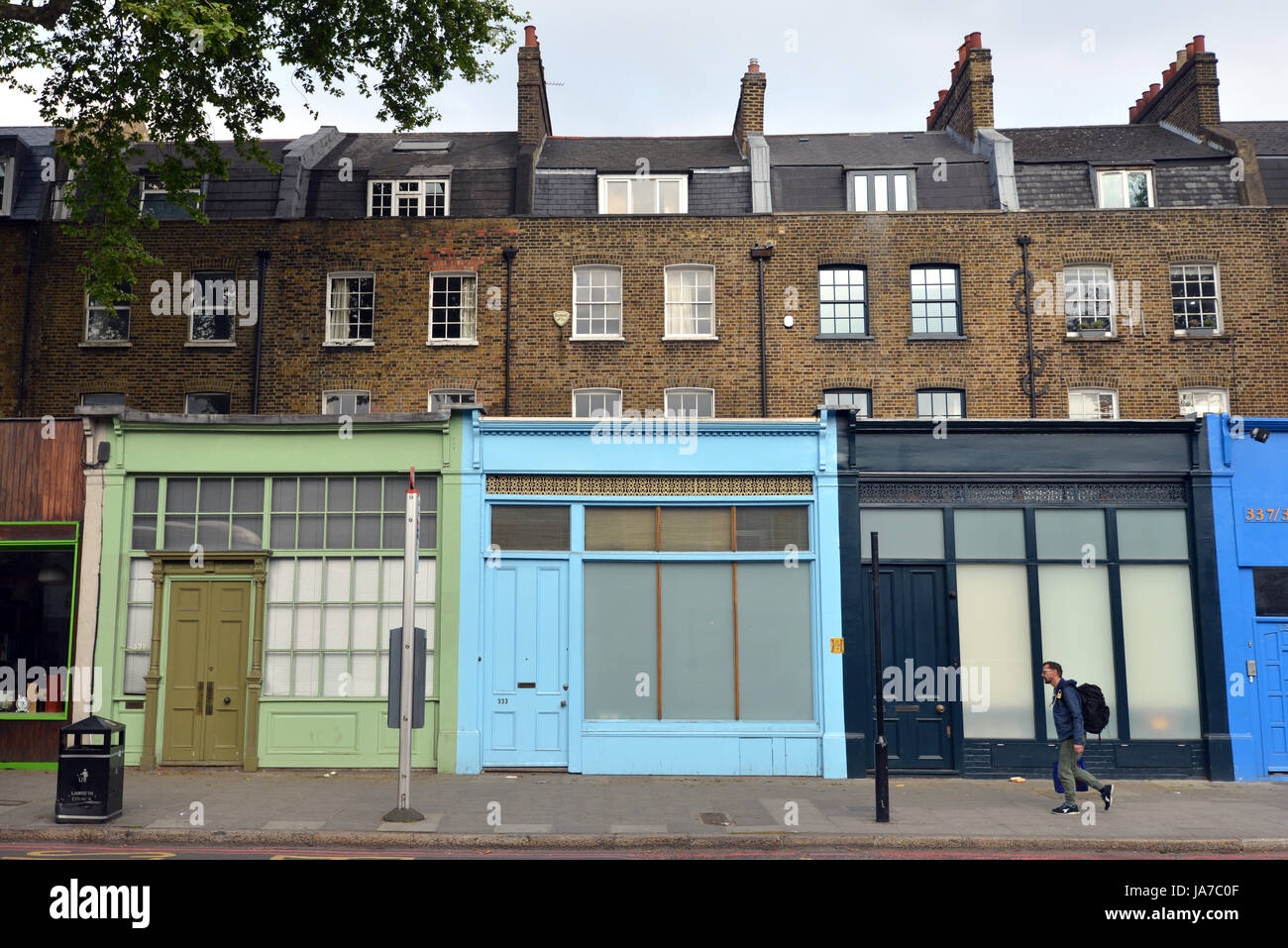Colourful shop fronts on Kennington Road, LOndon Stock Photo Alamy
