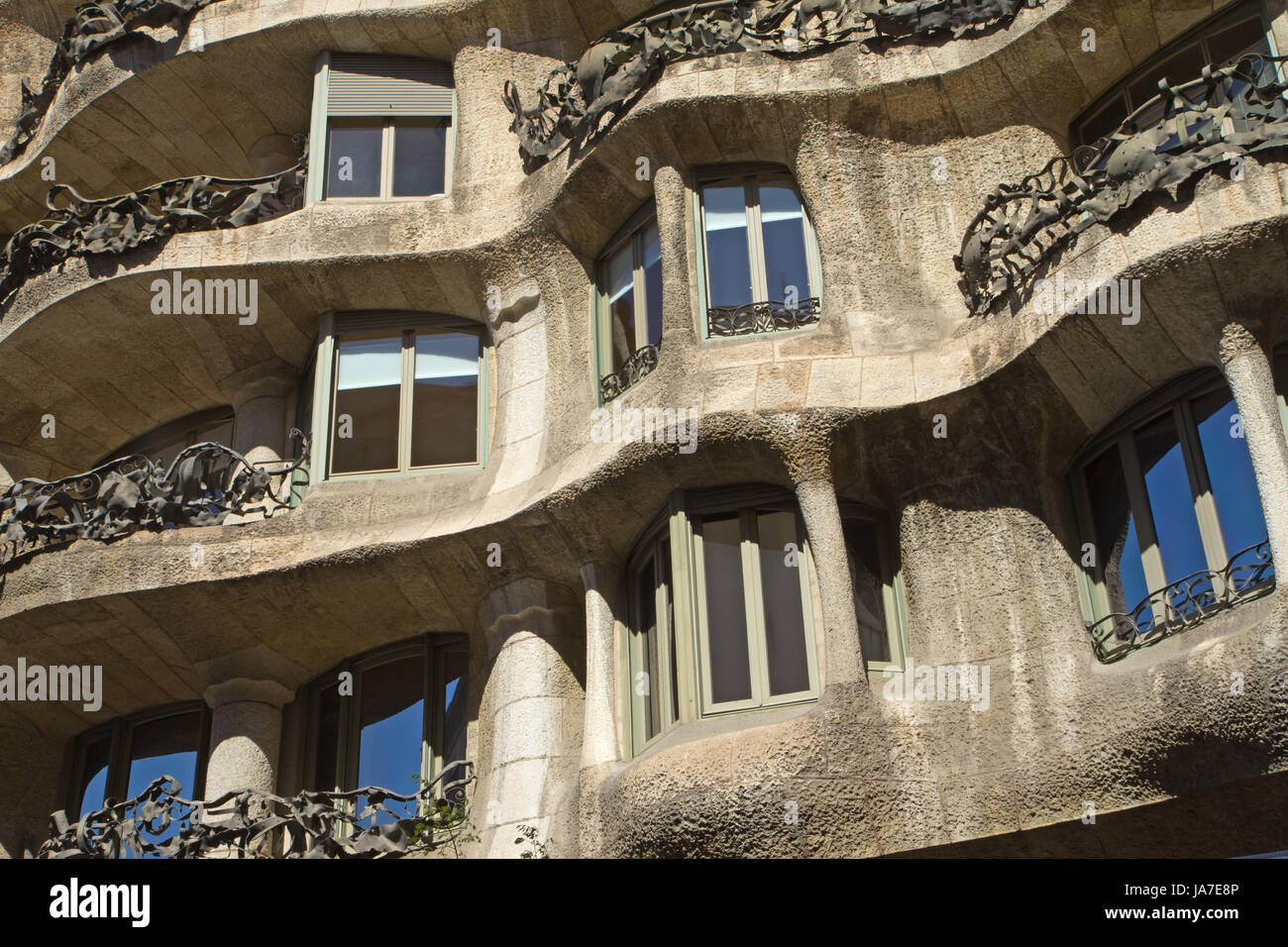 BARCELONA. APR 24: Casa Mila is a building that is one of symbols of Barcelona. Iz was built during the years 1906–1912 April 24, 2013 in Barcelona, Spain. Stock Photo