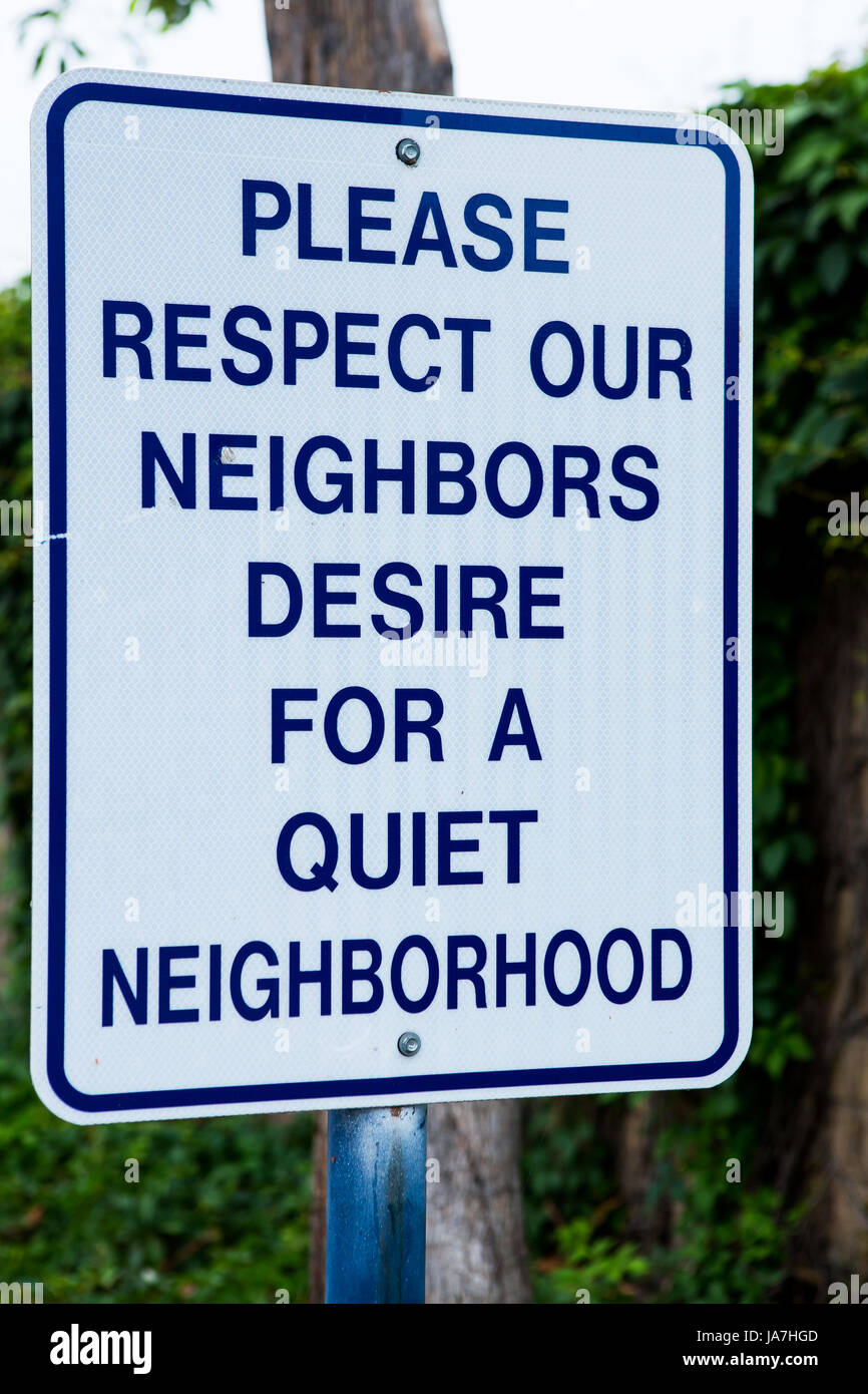 Request for a Quiet neighborhood sign Stock Photo Alamy