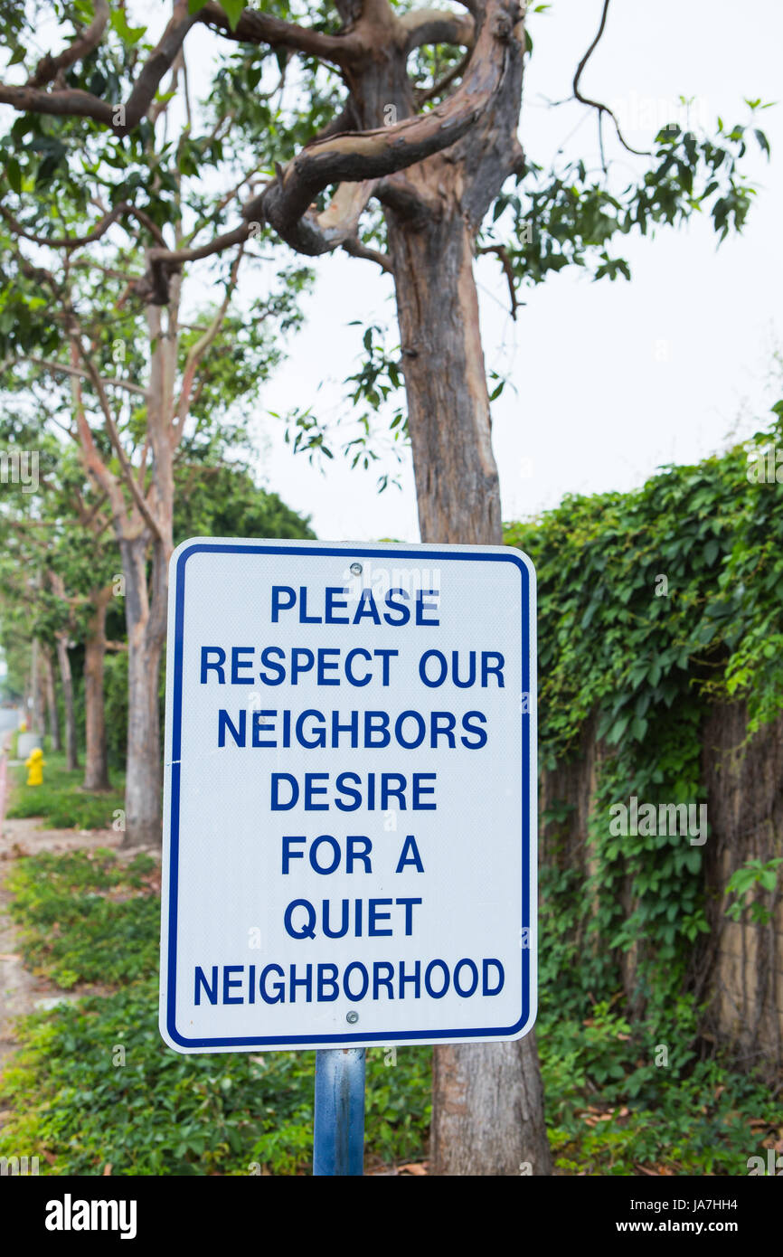 Request for a Quiet neighborhood sign Stock Photo Alamy