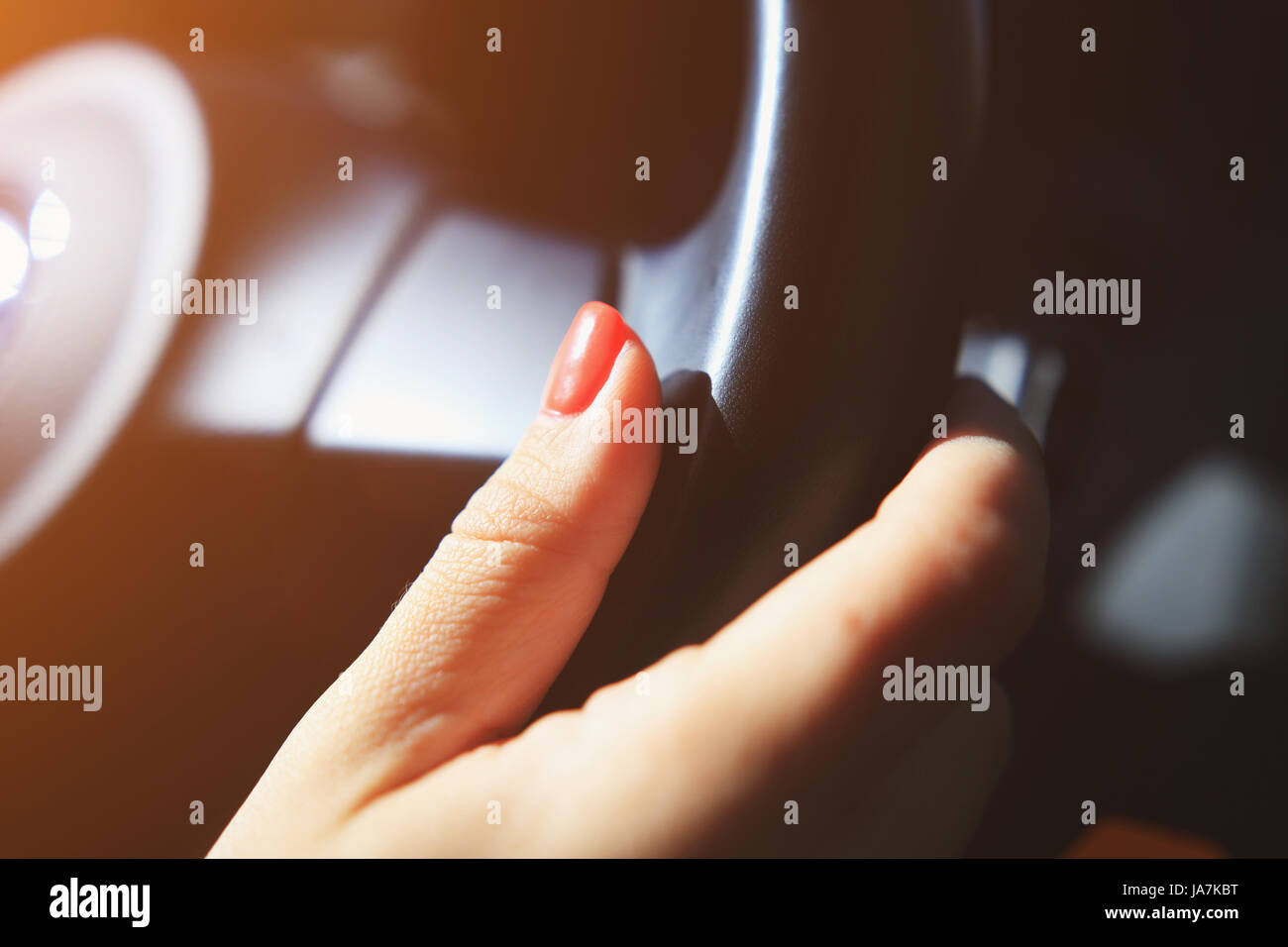 Woman hand steering wheel nails hi-res stock photography and images - Alamy
