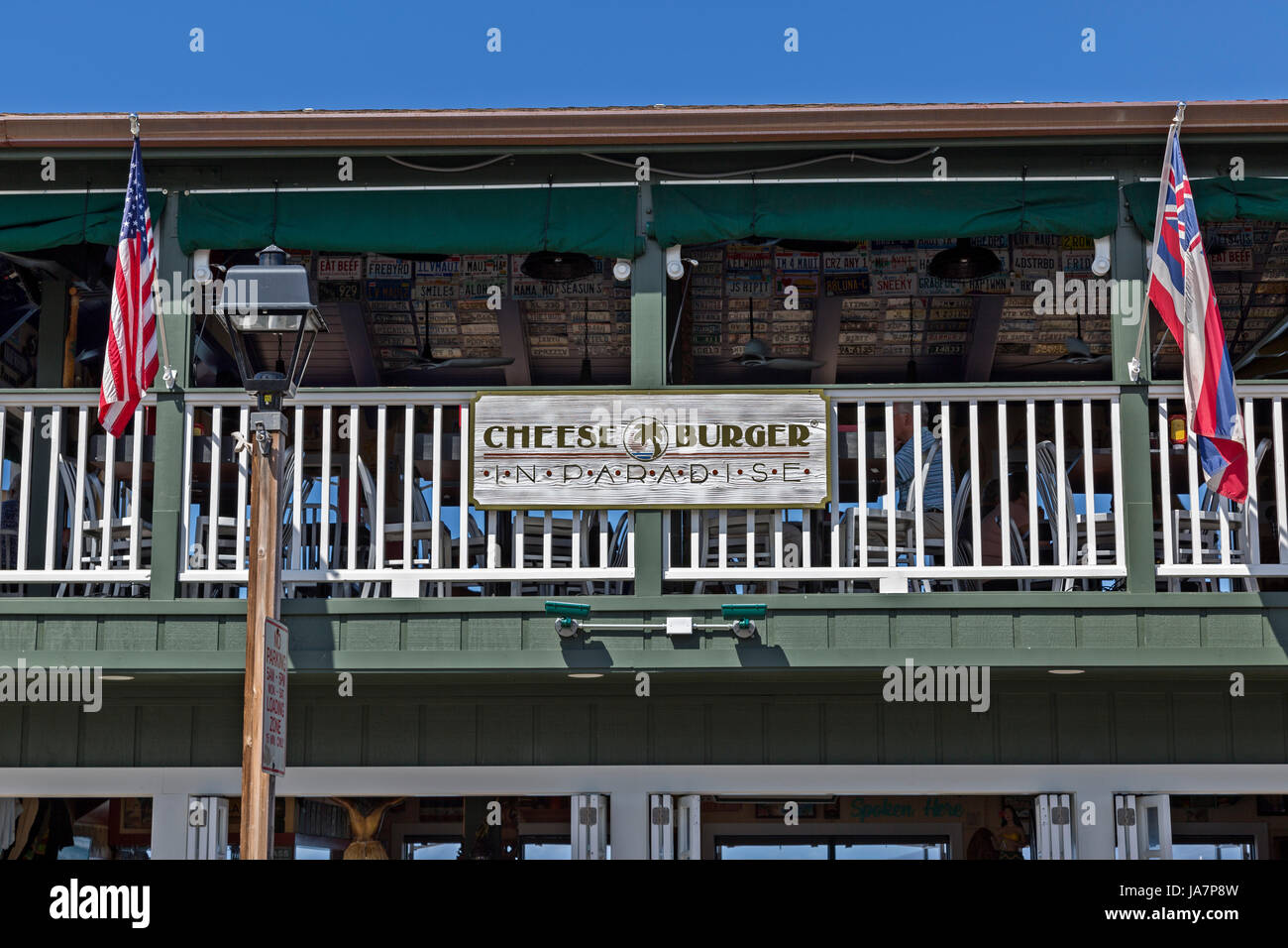 Cheeseburger in paradise restaurant in Lahaina, Maui,Hawaii.a popular