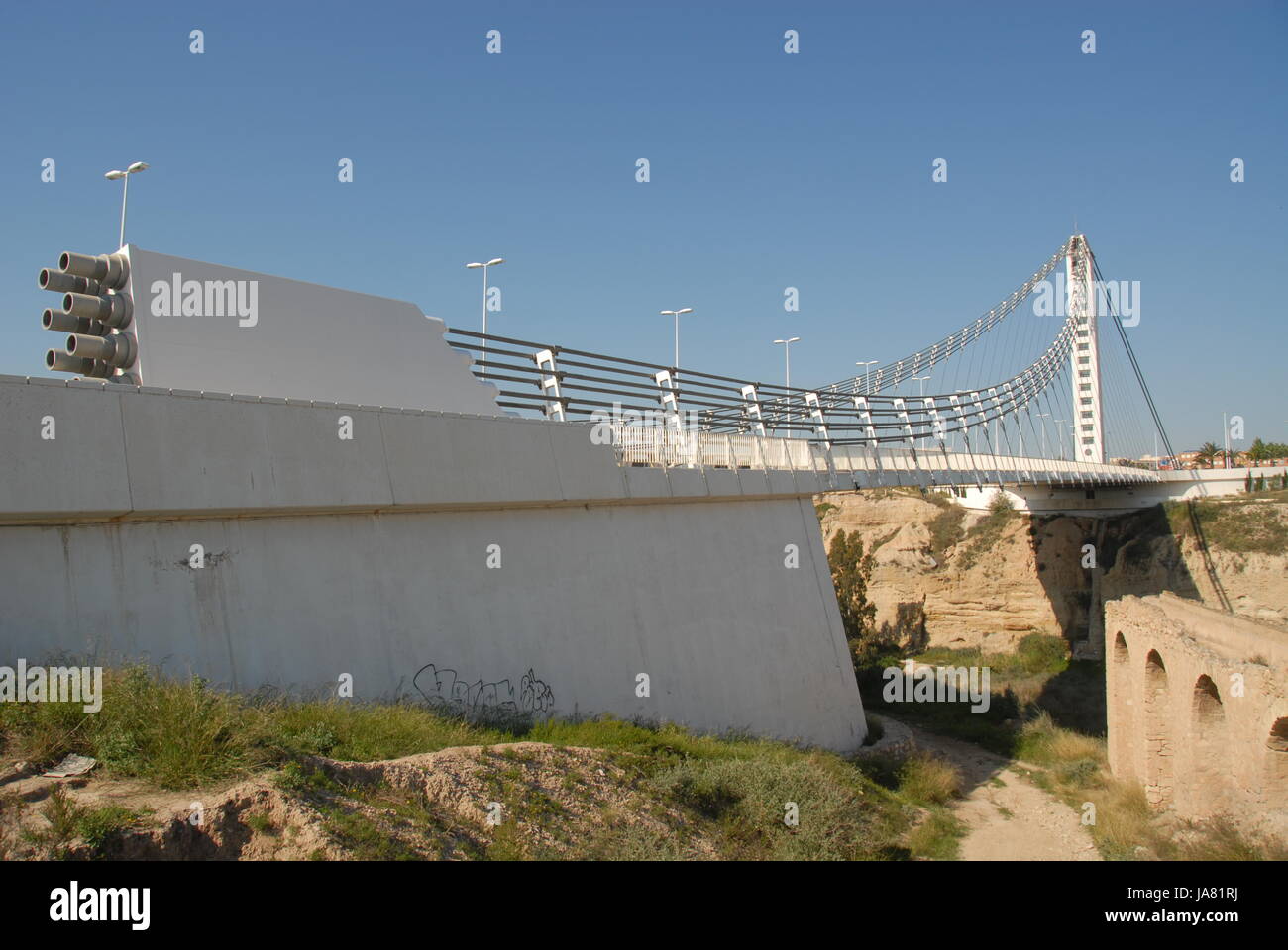 bridge, bridge, spain, elks, schrgseilbrcke, pylone, pylonen, einhftige Stock Photo