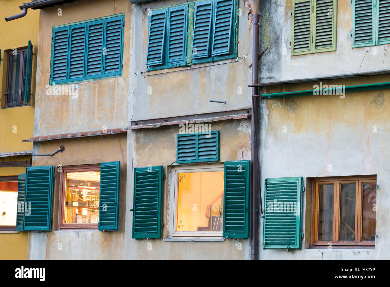 Old Bridge detail view, Florence, Italy. Italian landmark. Bridge over Arno river Stock Photo