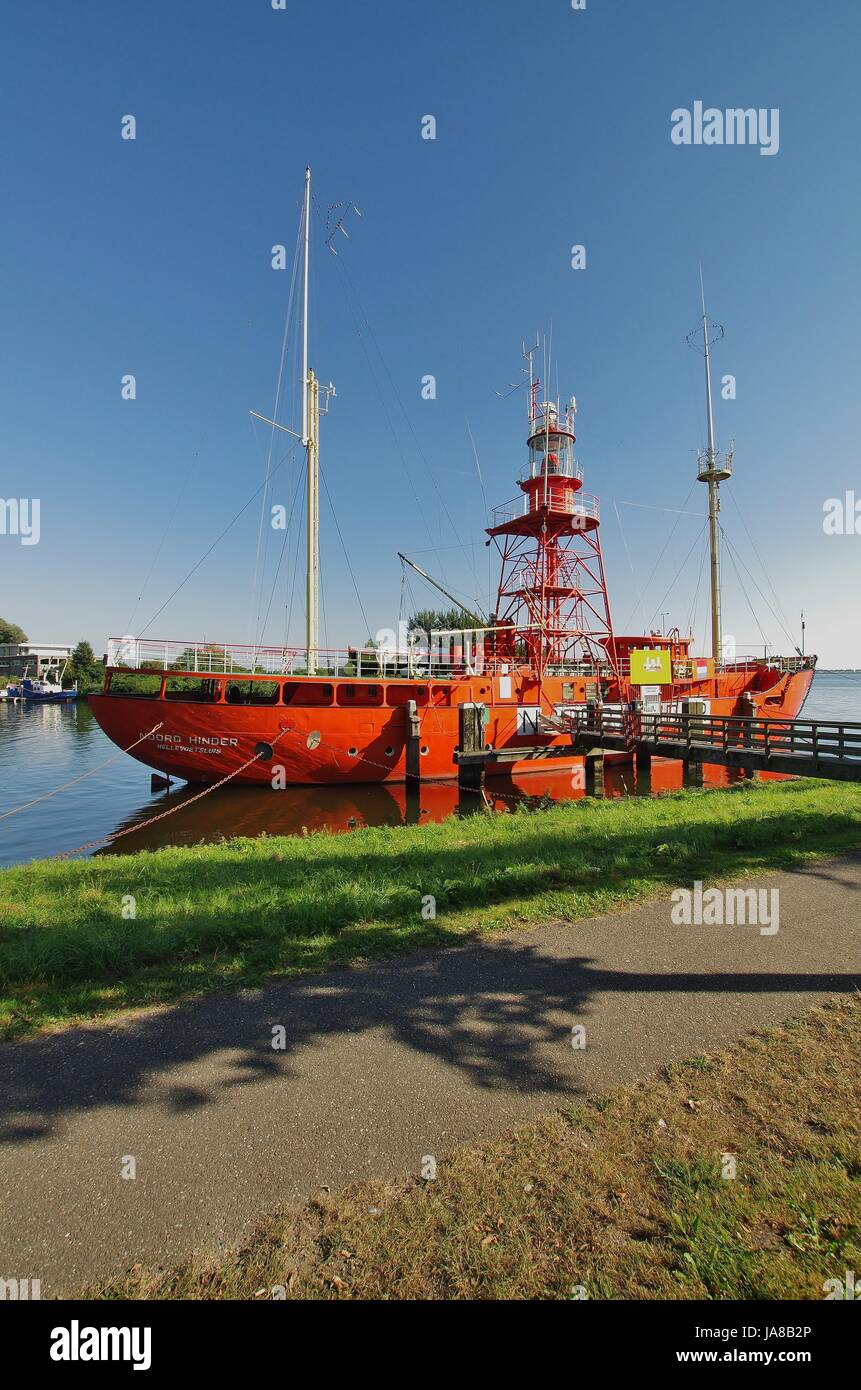 netherlands, lightship, lighthouse, blue, tower, relaxation, holiday, vacation, Stock Photo