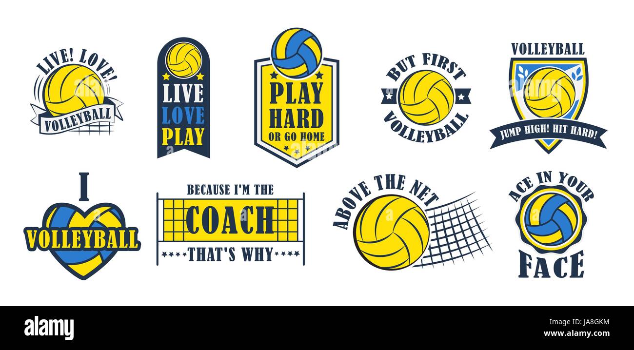 Volleyball logo set, vector illustration Stock Vector