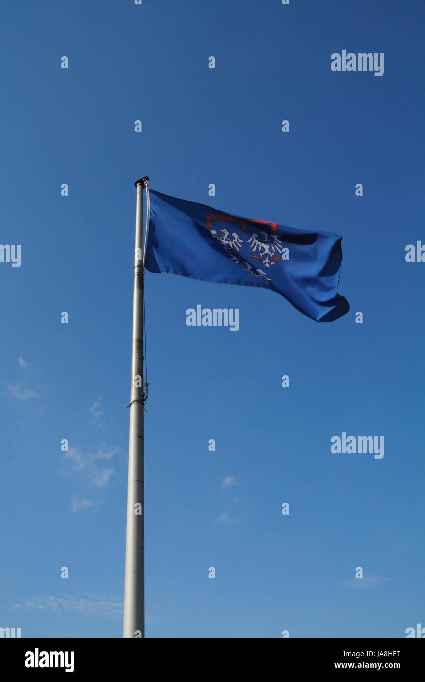 flag, mast, flutter, symbolism, flagstaff, blue, blank, european
