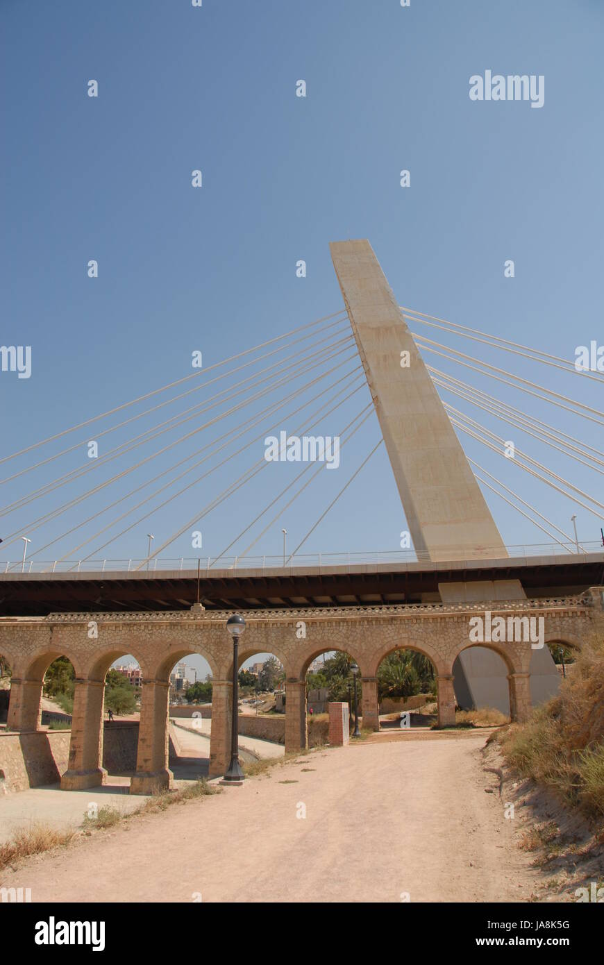 bridge, bridge, spain, elks, schrgseilbrcke, pylone, pylonen, einhftige Stock Photo