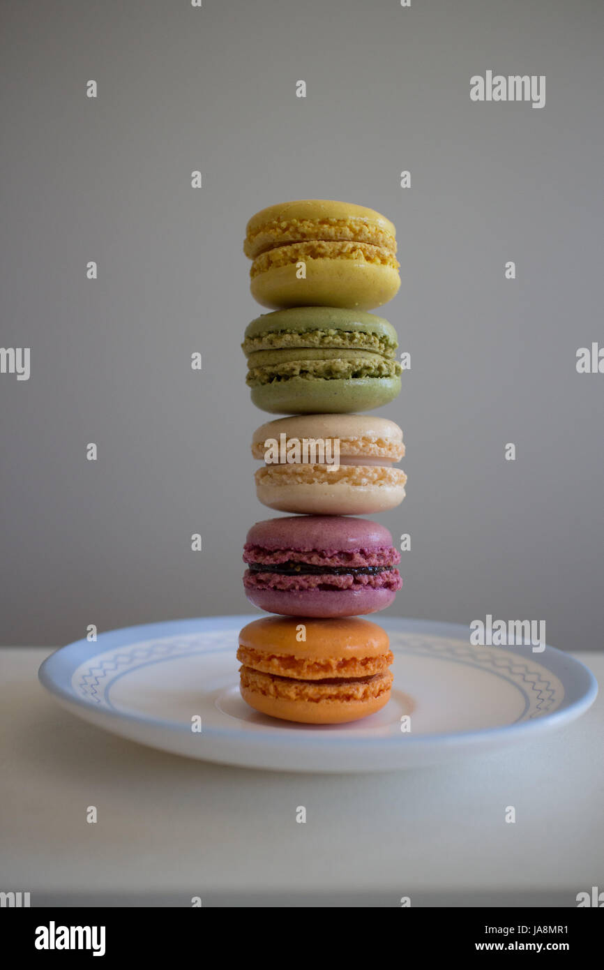 A stack of French macarons Stock Photo