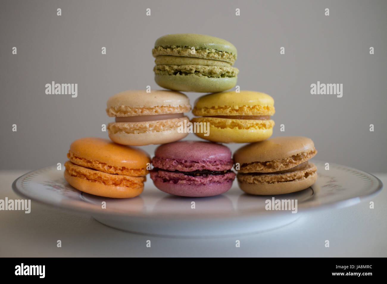 A stack of French macarons Stock Photo