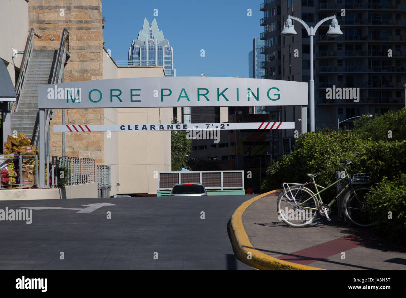 More parking sign in Austin, Texas Stock Photo