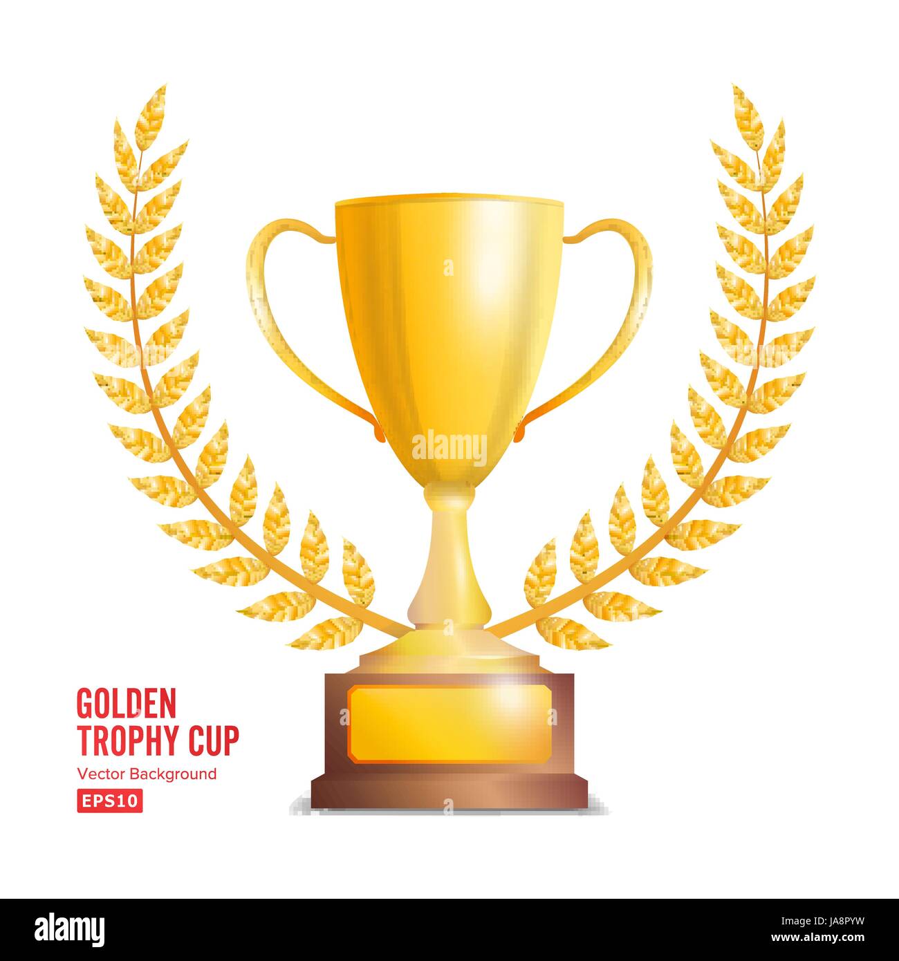 Golden Trophy Cup With Laurel Wreath. Award Design. Winner Concept ...
