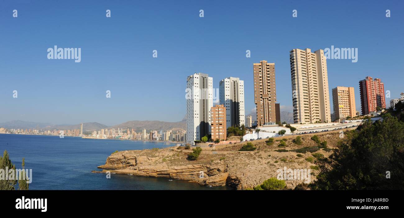 spain, coast, skyline, hispanic, spanish, blue, humans, human beings