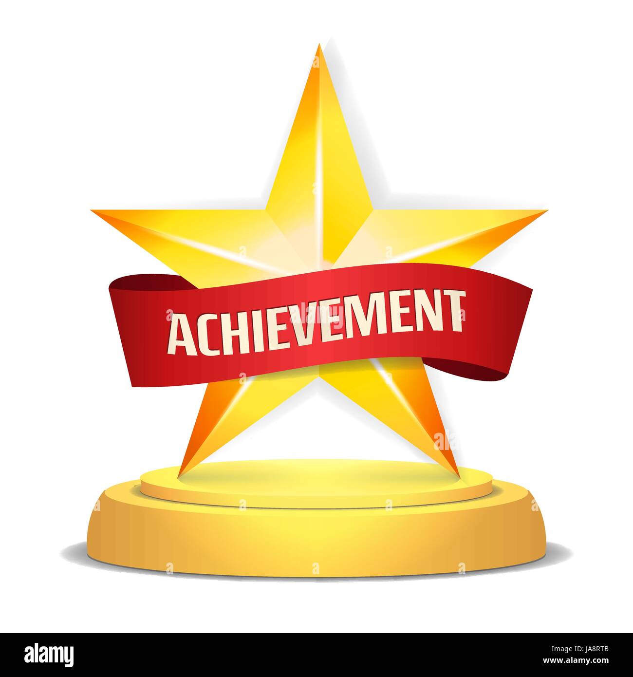 Gold Star Award. Red Ribbon With Place For Text. Vector Illustration