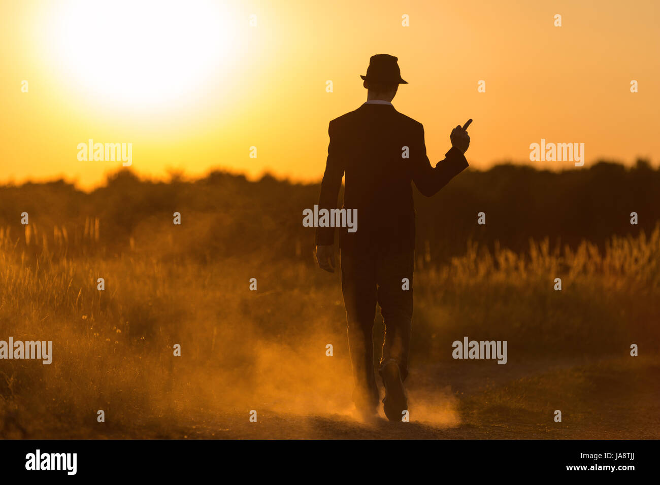 walk, go, going, walking, sunset, go for a walk, alone, lonely, man, abandon, Stock Photo