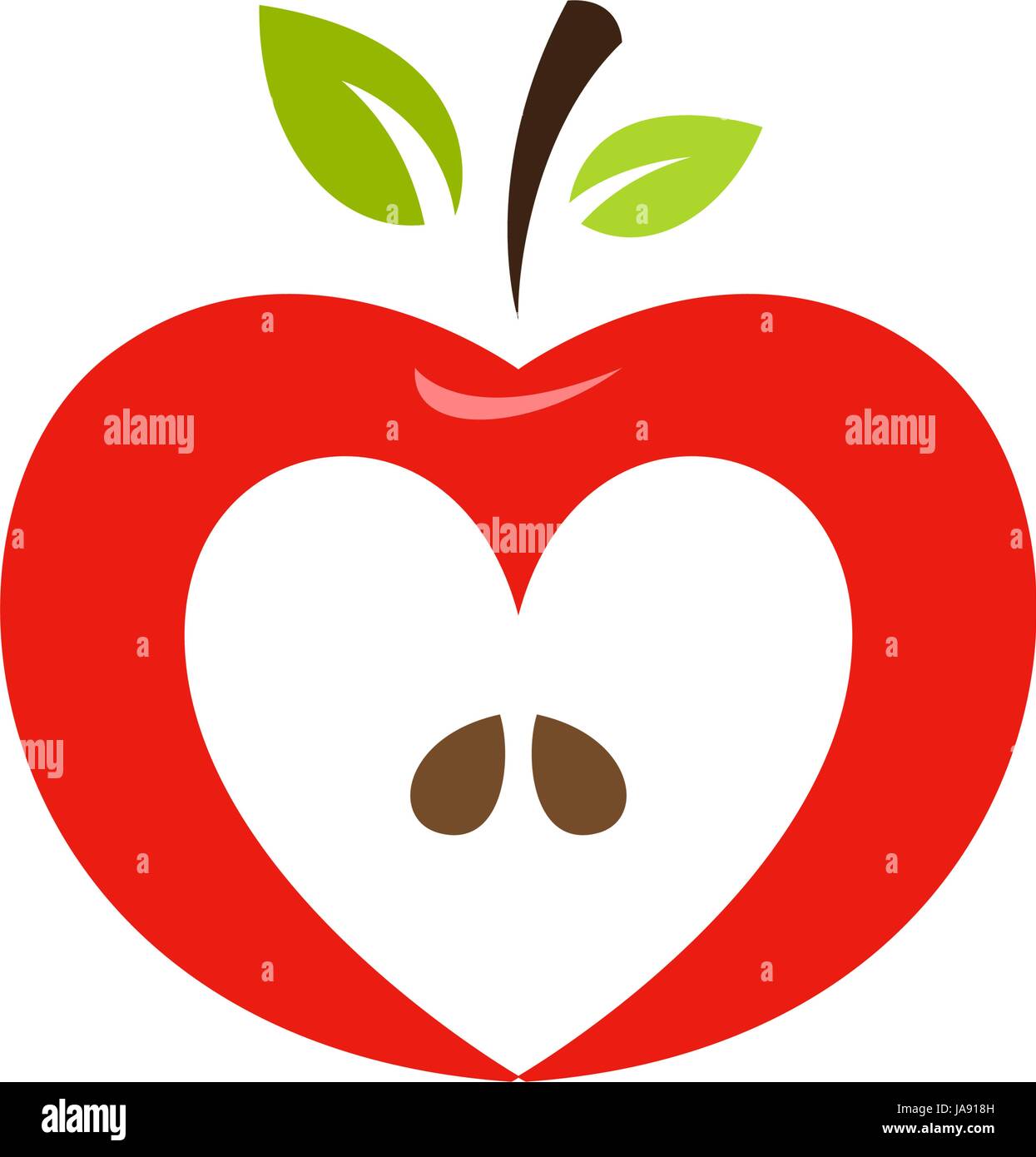 Heart shaped apple vector logo, label, emblem design. Stock Vector