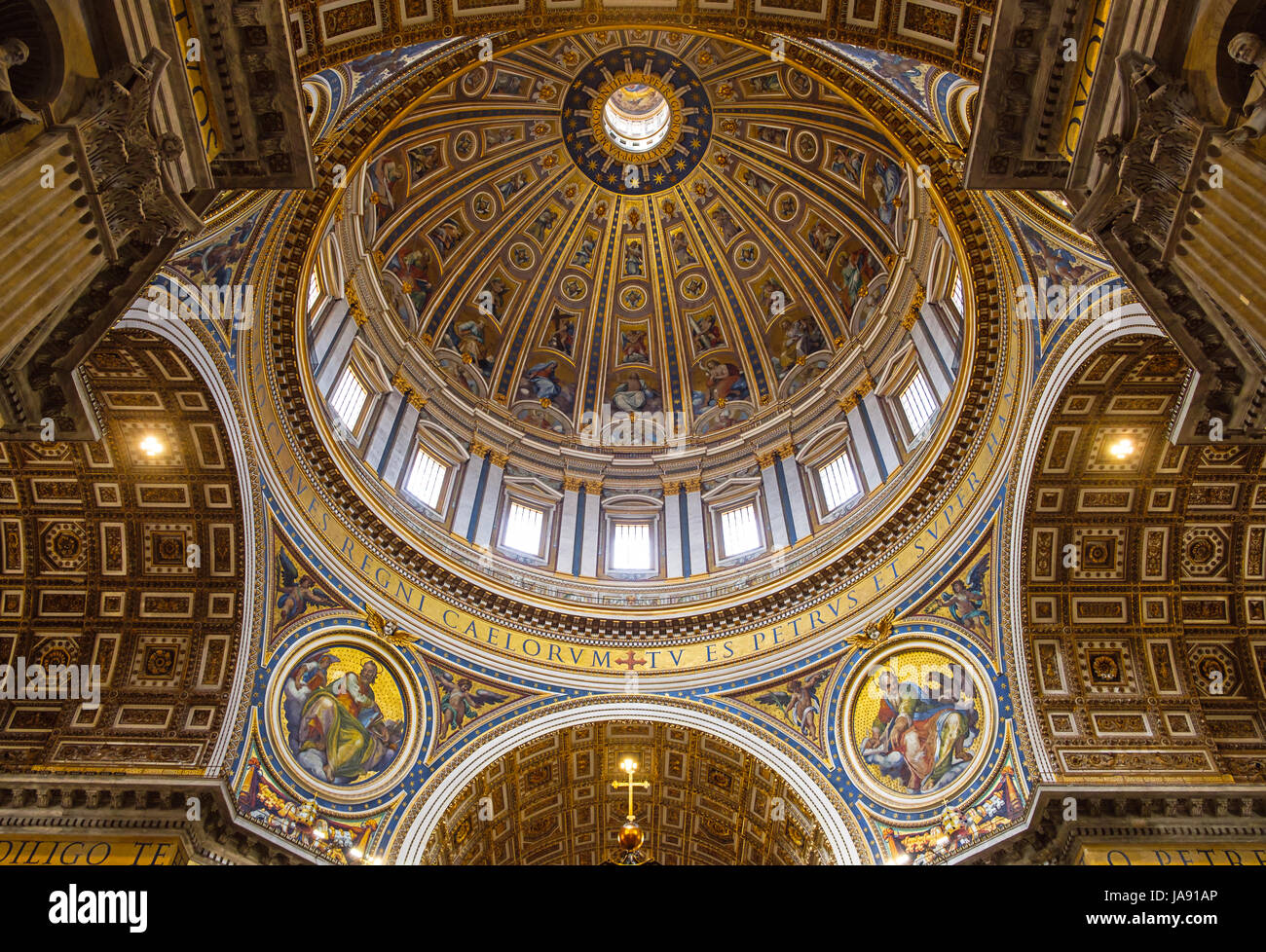 Detail of St Peters basilica cupola in Vatican from inside, Rome, Italy