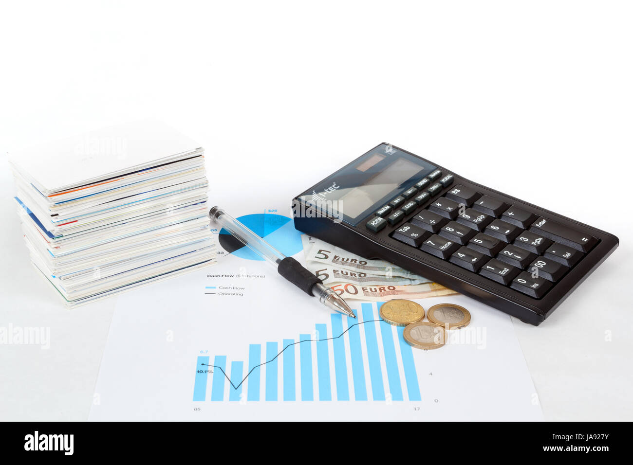 bank, lending institution, office, objects, chart, currency, calculator