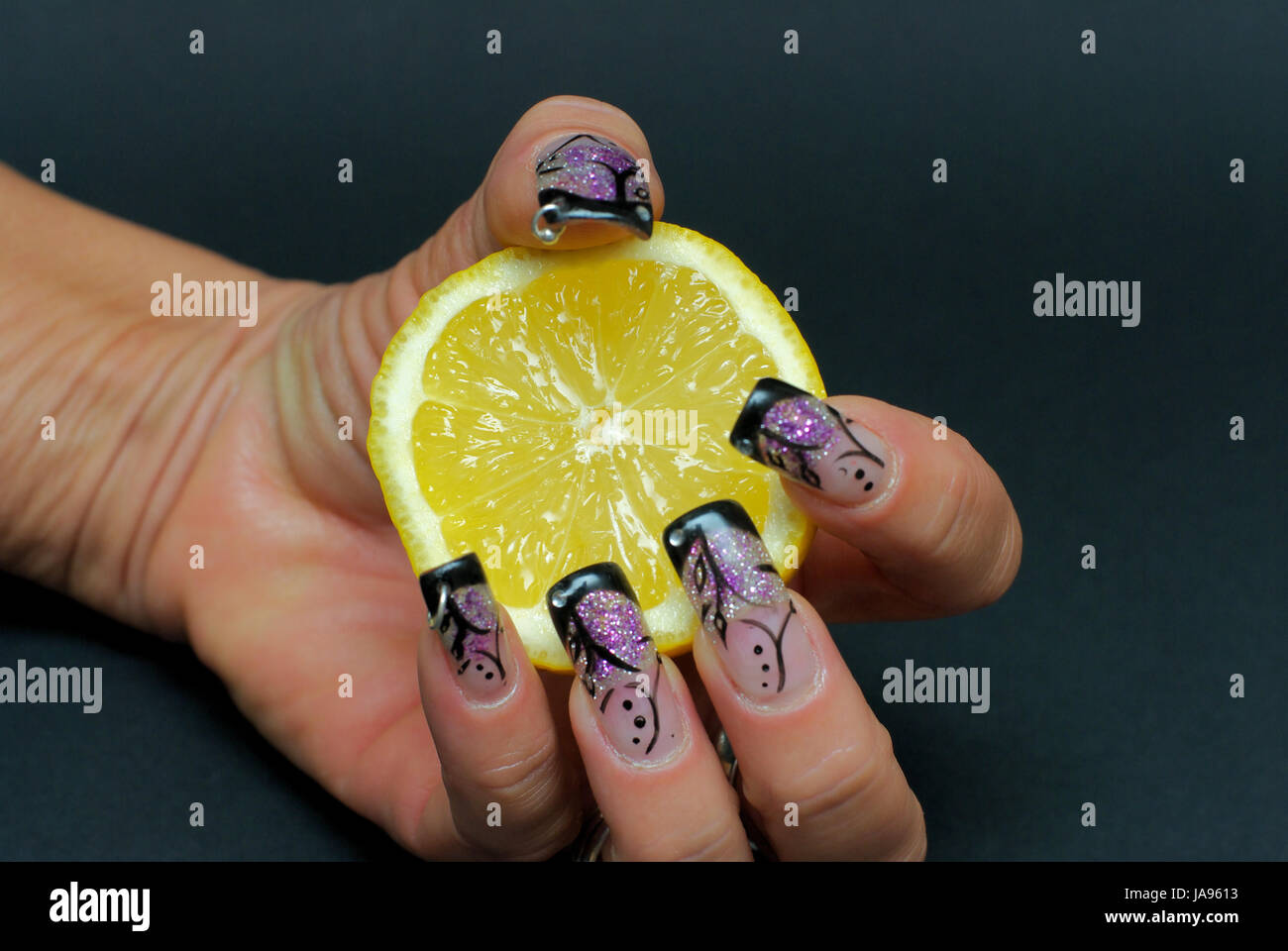 femininity, fingernails, fingernail, lemon, citron, spa, wellness, beauty, Stock Photo