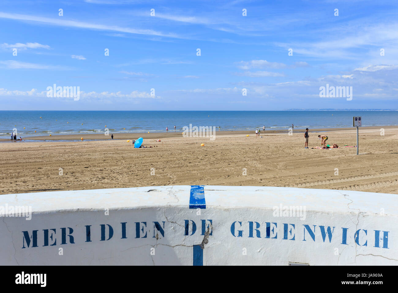 France, Calvados, Villers sur Mer, location of the Prime meridian (Greenwich meridien) Stock Photo