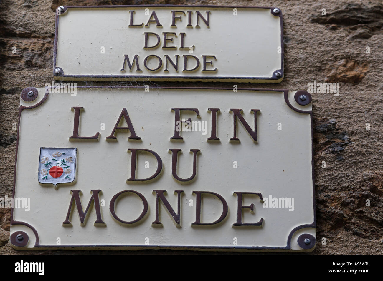 France, Cantal, Montsalvy, blind alley street sign Stock Photo