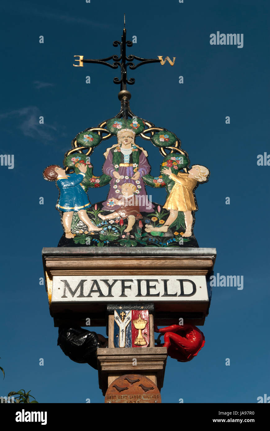 Mayfield East Sussex UK The village sign HOMER SYUKES Stock Photo Alamy