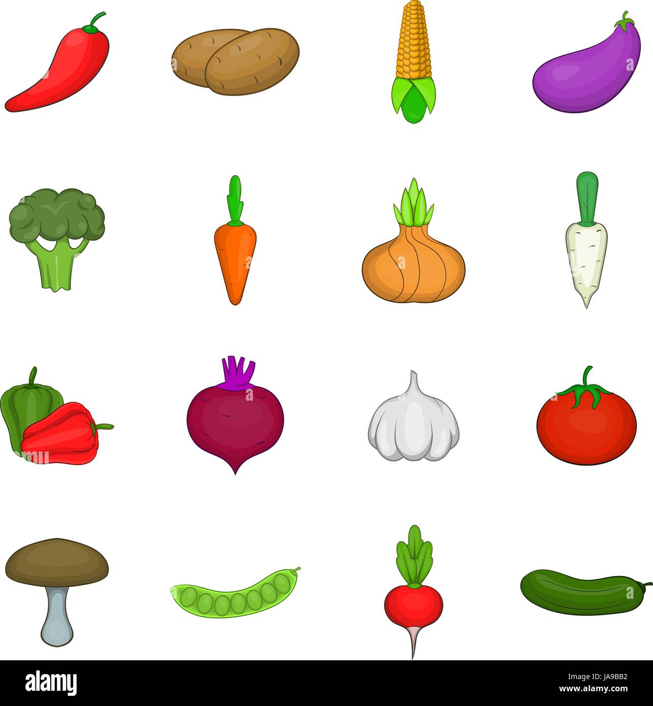 Vegetables Studio Icons Set Cartoon Style Stock Vector Image Art Alamy