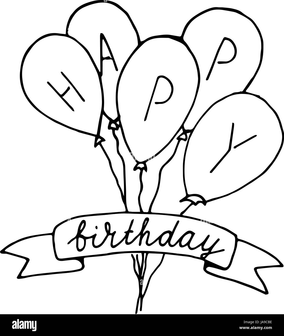 Happy Birthday Lettering Holiday Text And Decorations With