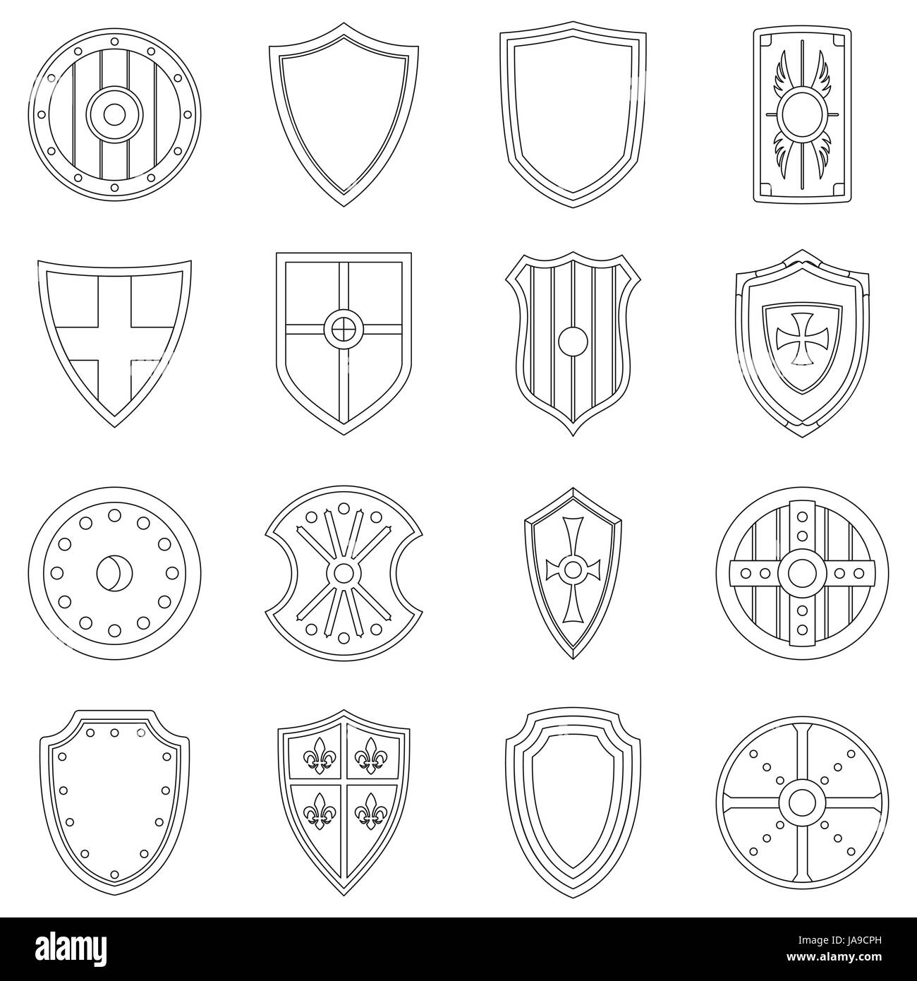 Shield frames icons set, outline style Stock Vector Image & Art - Alamy